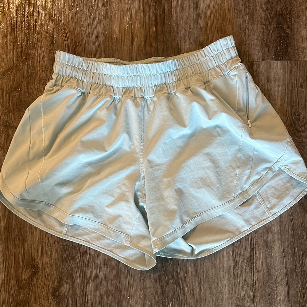 Lululemon Track That High-Rise 5” Length Lined Short in Icing Blue